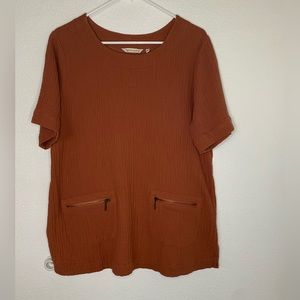 Soft surroundings mirage tunic baked clay zipper pocket top